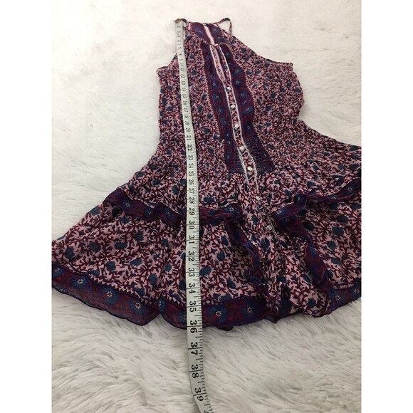 Poupette St. Barth Mini Dress Honey  Bohemian Pink Lotus Flower Print Size XS - Picture 6 of 12